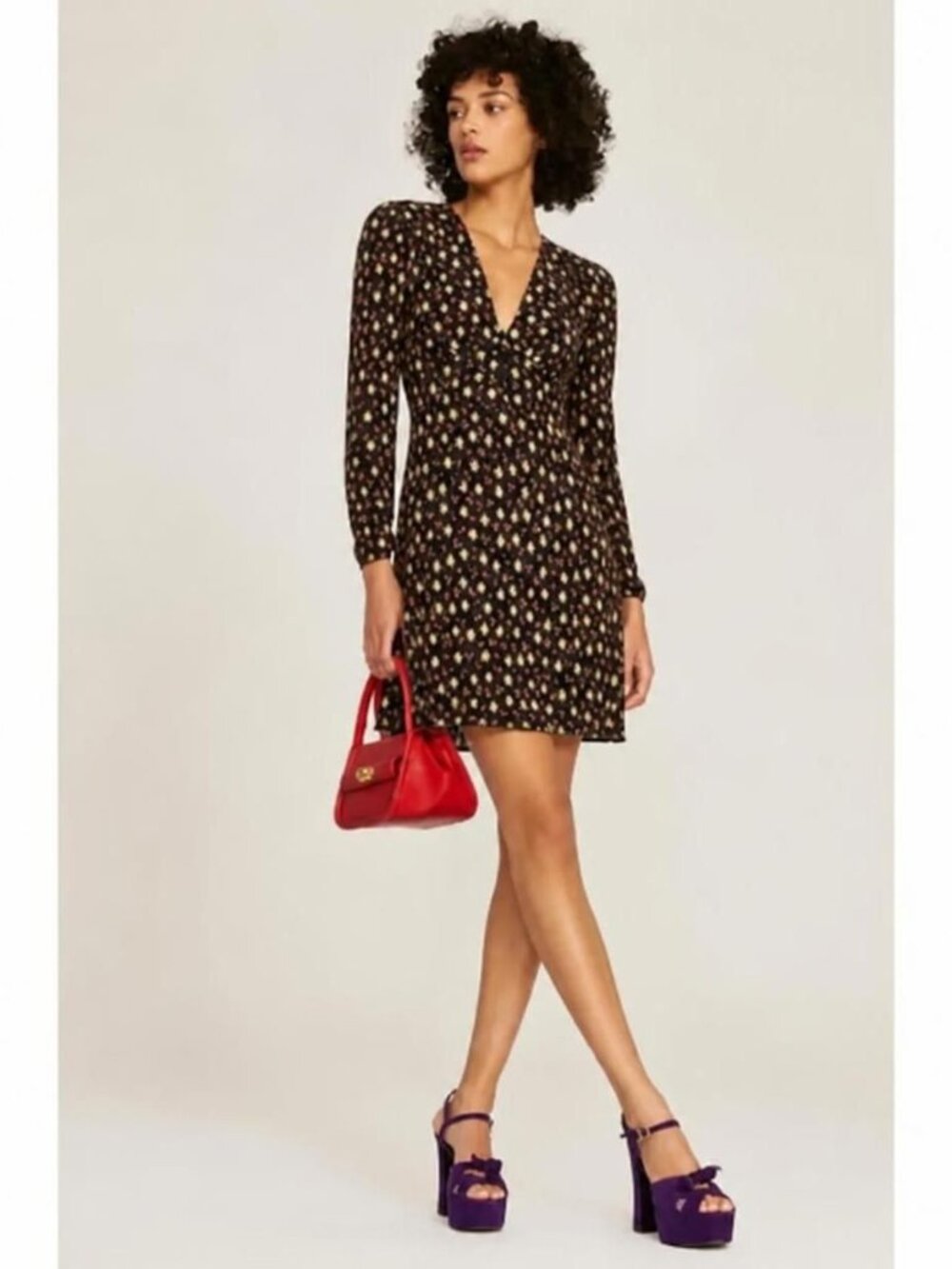 Rixo black rose & sun print Jules mini dress